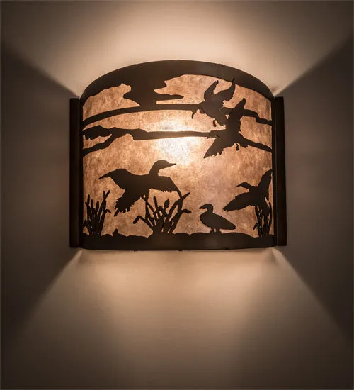 12"W Ducks in Flight Wildlife Wall Sconce