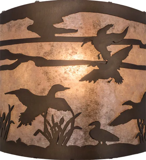 12"W Ducks in Flight Wildlife Wall Sconce