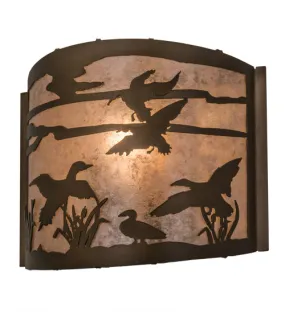 12"W Ducks in Flight Wildlife Wall Sconce