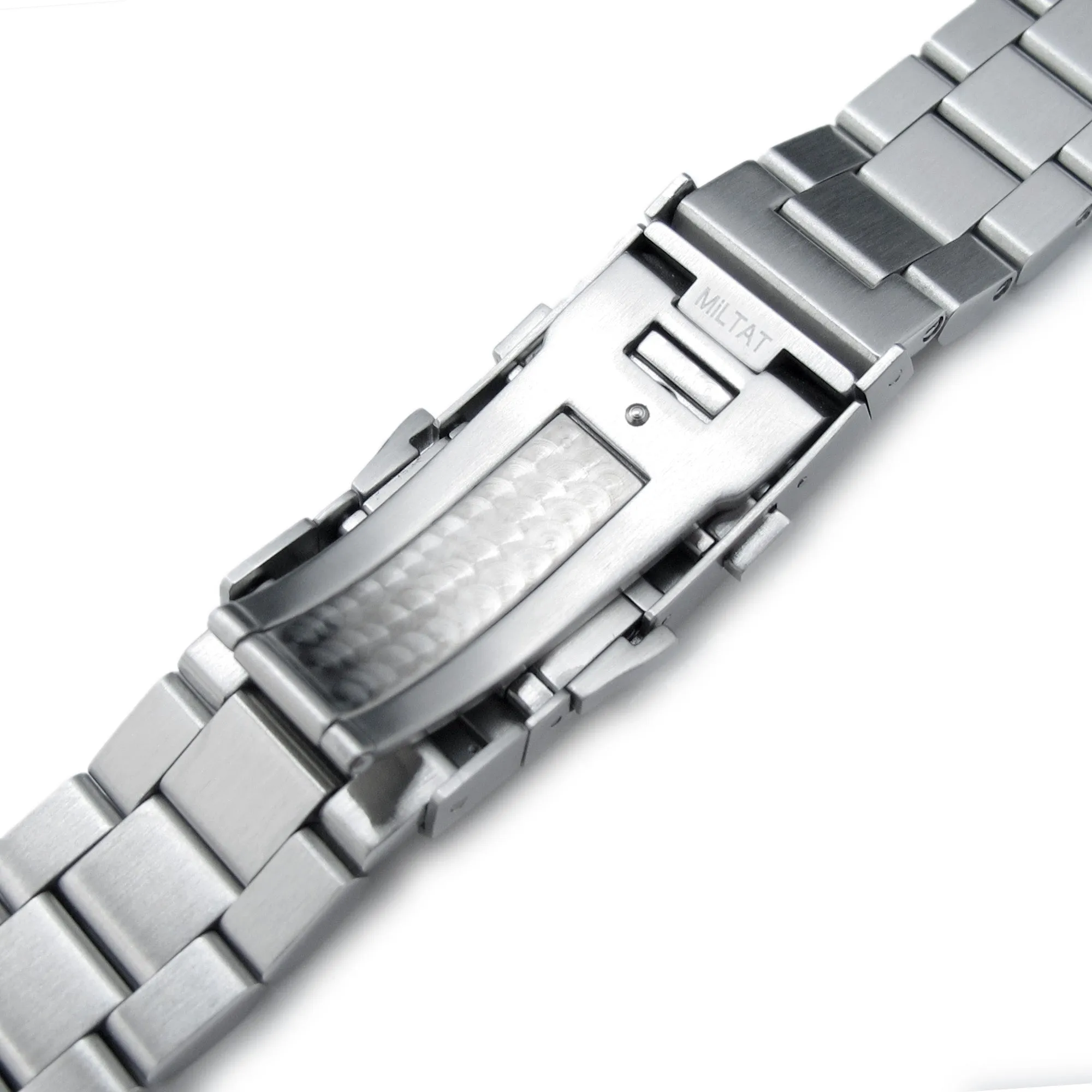 20mm Hexad Watch Band Straight Lug, 316L Stainless Steel Wetsuit Ratchet Buckle Brushed