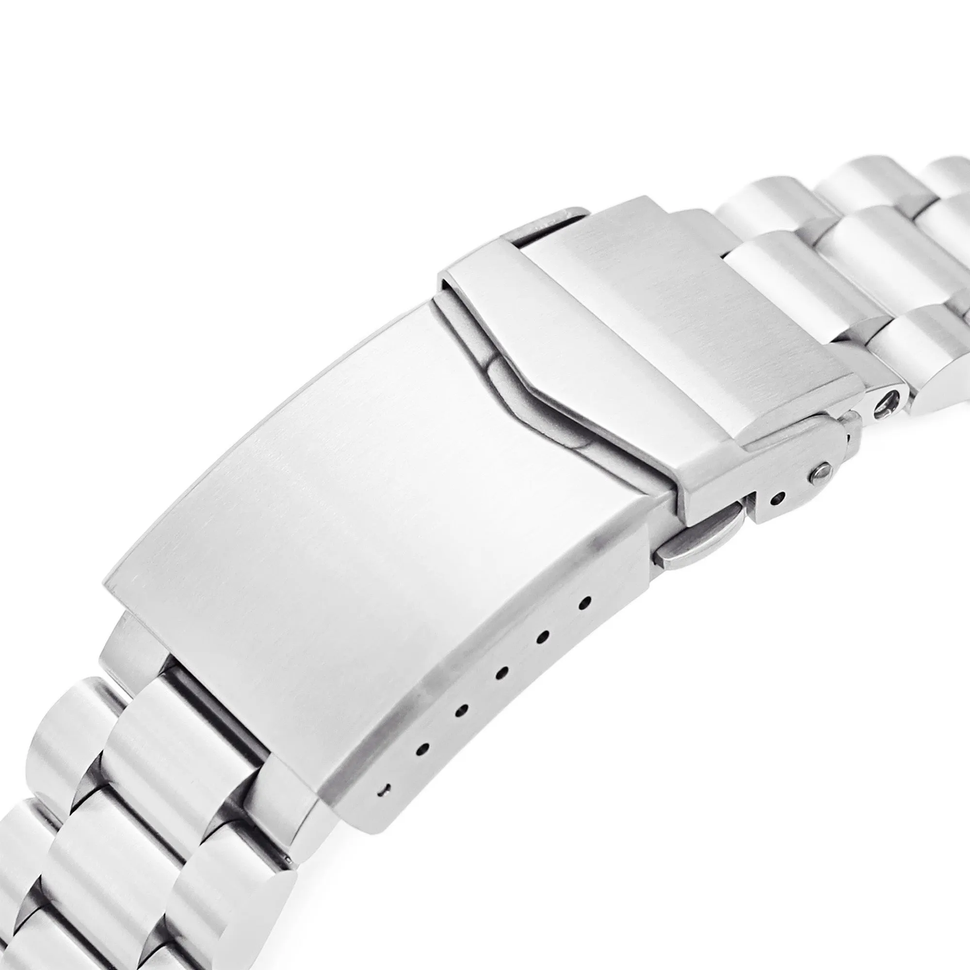 22mm Endmill Watch Band for Seiko 5 Sports GMT SSK001 SSK003 SBSC003, Stainless Steel - Brushed, V Diver Clasp