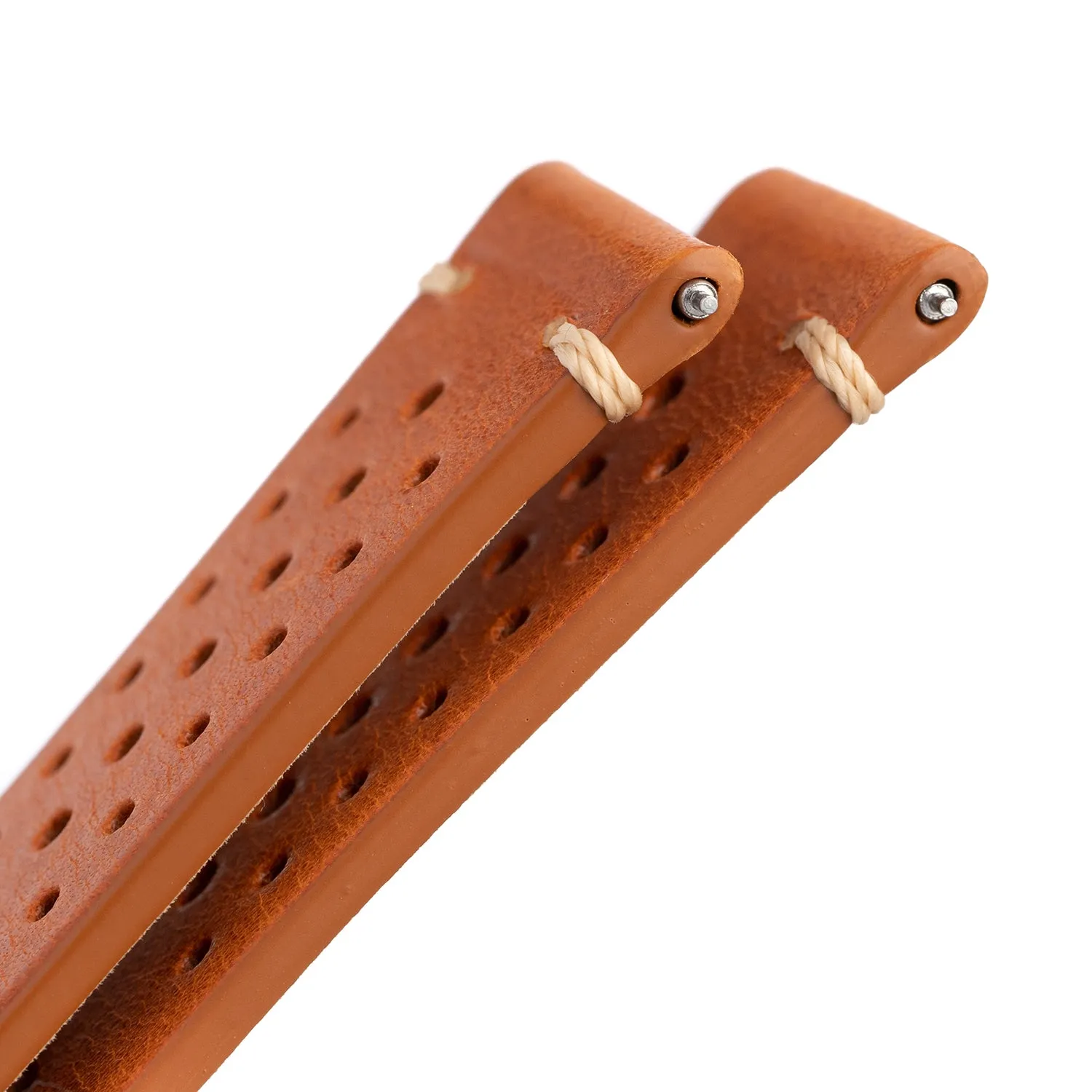 22mm Quick Release Rally Racing Leather Watch Strap - Orange