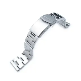 22mm Super-O Boyer Watch Band Straight End, 316L Stainless Steel Brushed V-Clasp Button Double Lock