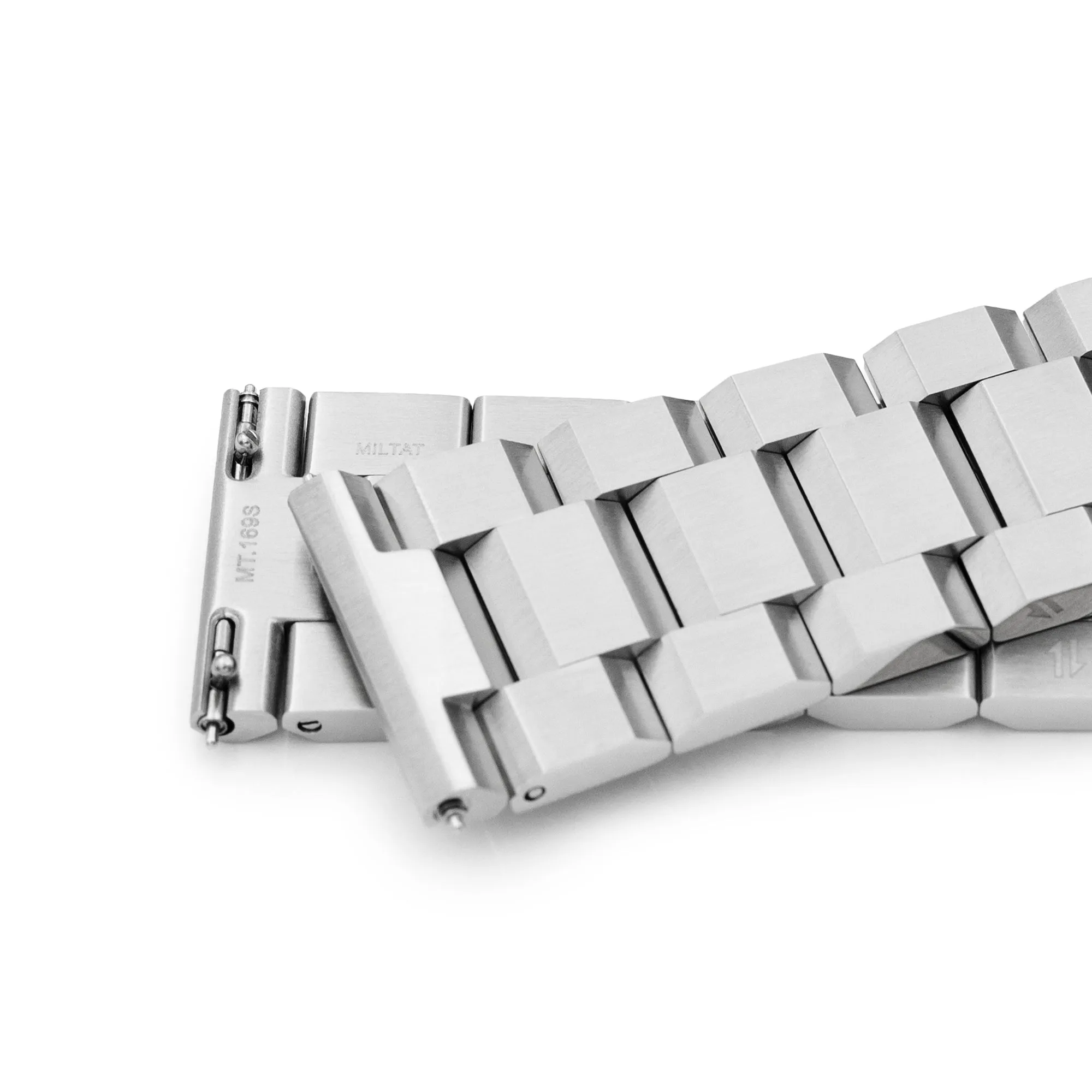 24mm Hexad (Pull-Twist) QR Watch Band Straight End Quick Release, 316L Stainless Steel Brushed V-Clasp