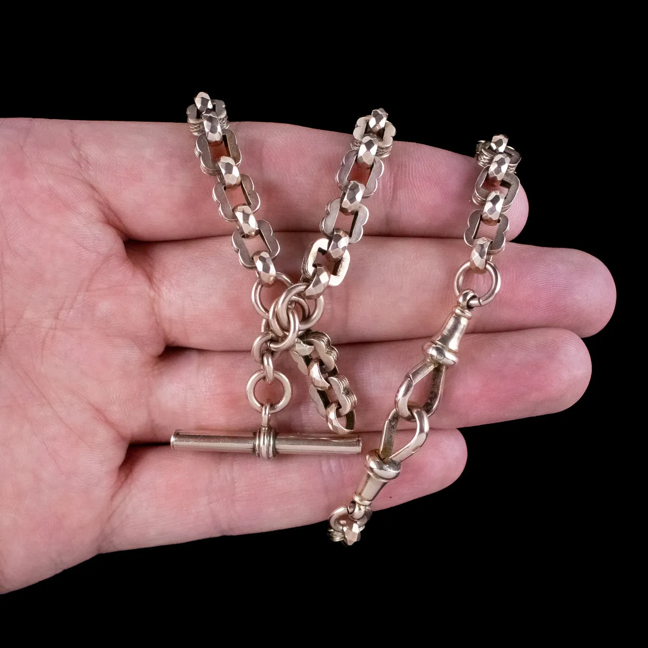 Antique Edwardian Albert Chain 9ct Gold With T-Bar