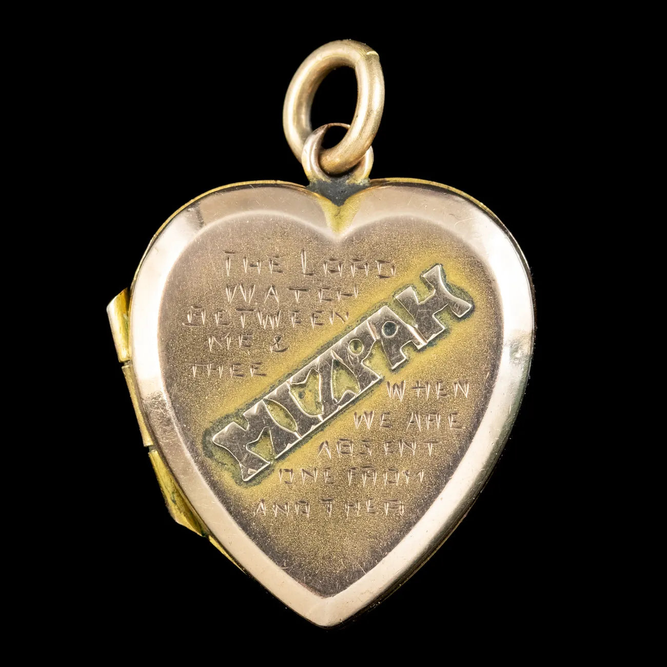 Antique Victorian Mizpah Heart Locket 9ct Gold