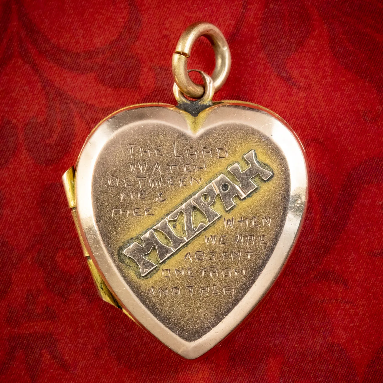 Antique Victorian Mizpah Heart Locket 9ct Gold