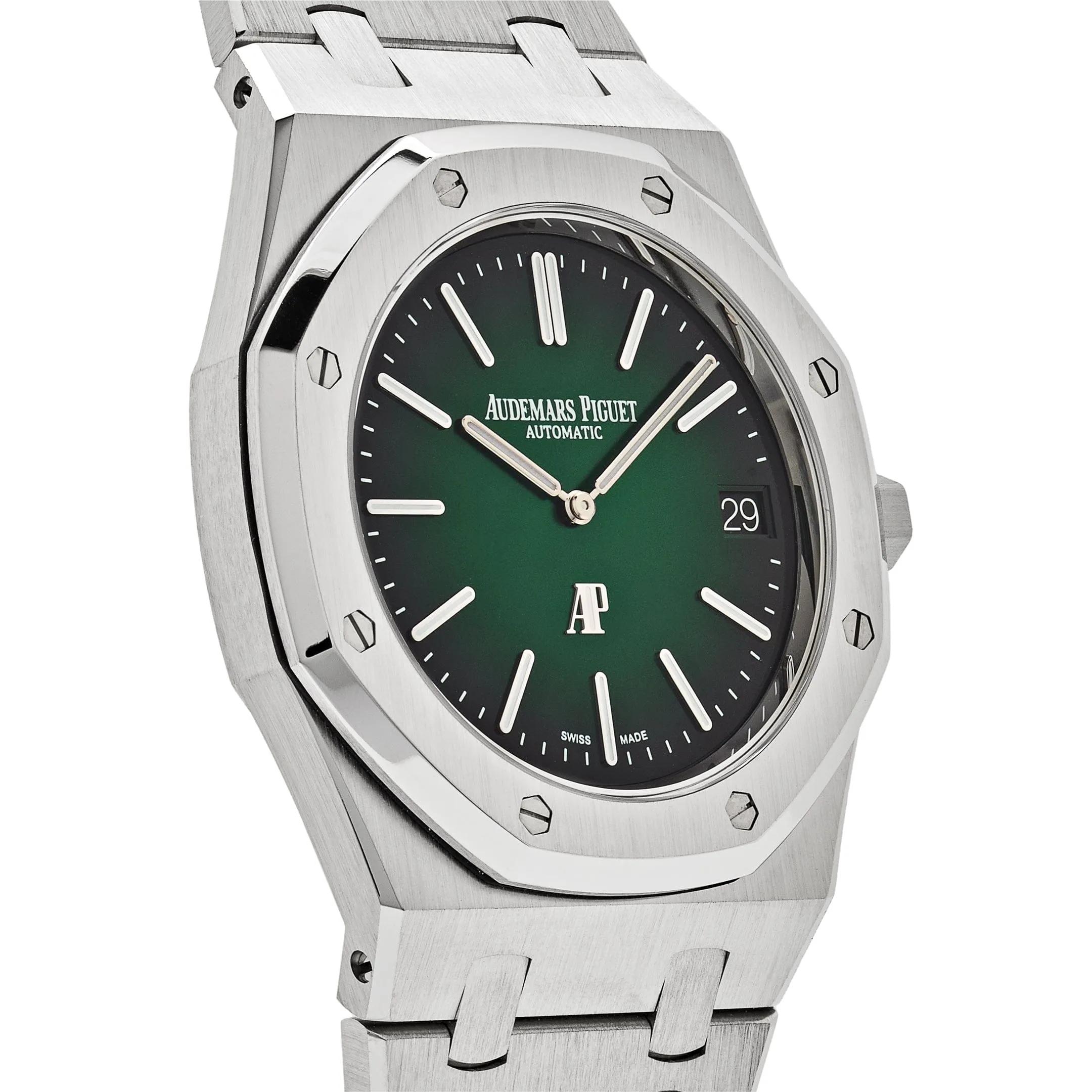 Audemars Piguet Royal Oak 15202PT.OO.1240PT.01 'Jumbo' Extra-Thin Platinum Green Dial (2021)