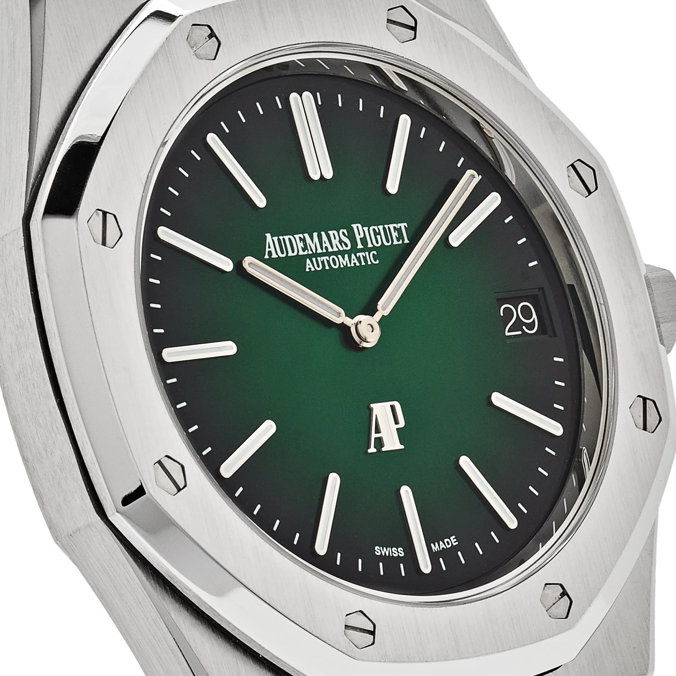 Audemars Piguet Royal Oak 15202PT.OO.1240PT.01 'Jumbo' Extra-Thin Platinum Green Dial (2021)