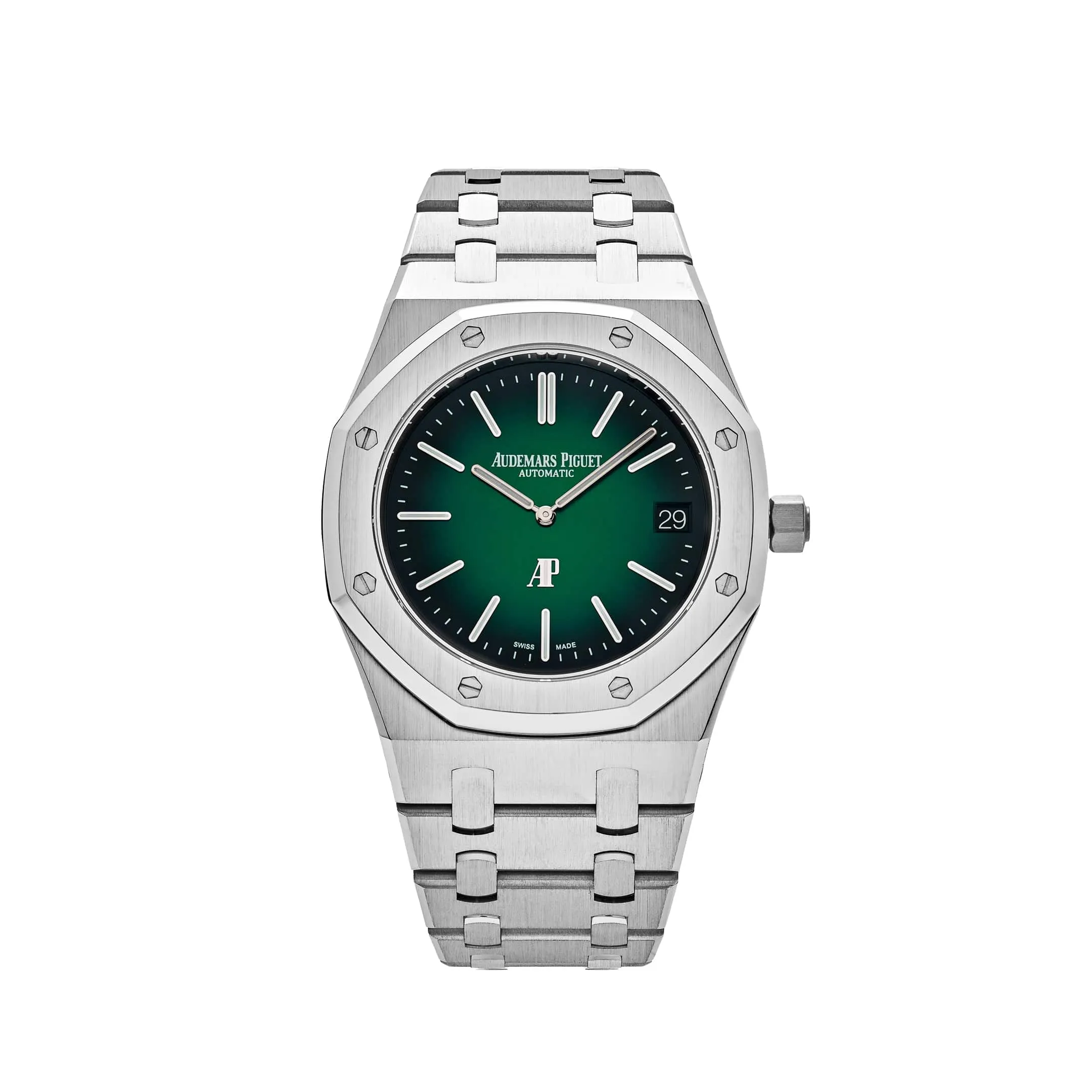 Audemars Piguet Royal Oak 15202PT.OO.1240PT.01 'Jumbo' Extra-Thin Platinum Green Dial (2021)