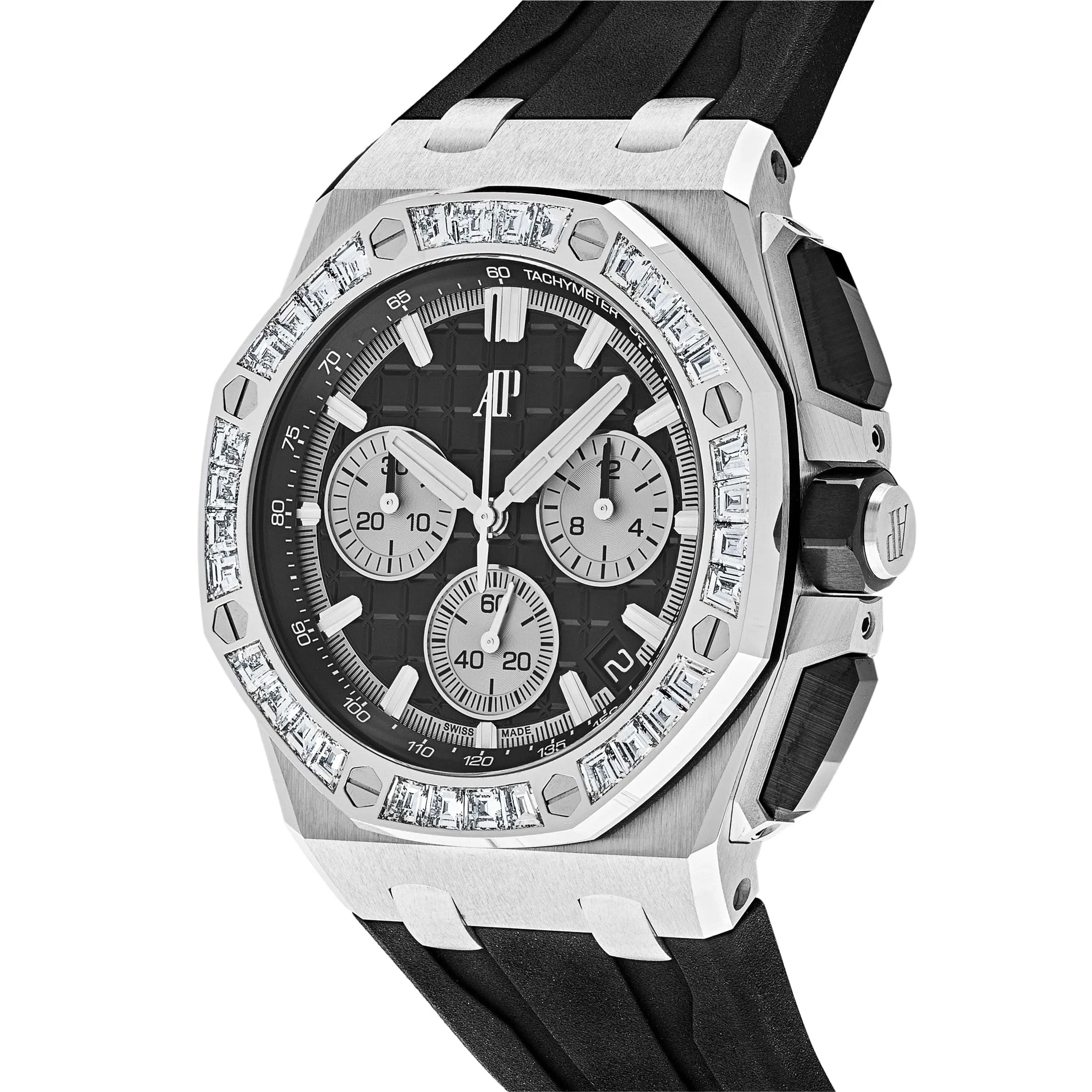 Audemars Piguet Royal Oak Offshore 26424BC.ZZ.D002CA.01 Selfwinding Chronograph White Gold Diamond Bezel Black Dial