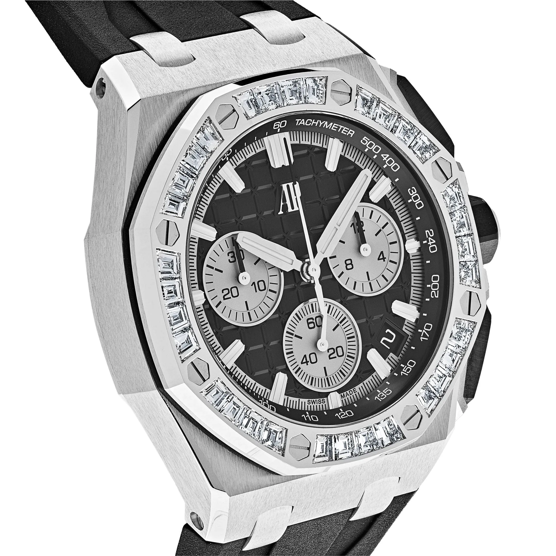 Audemars Piguet Royal Oak Offshore 26424BC.ZZ.D002CA.01 Selfwinding Chronograph White Gold Diamond Bezel Black Dial