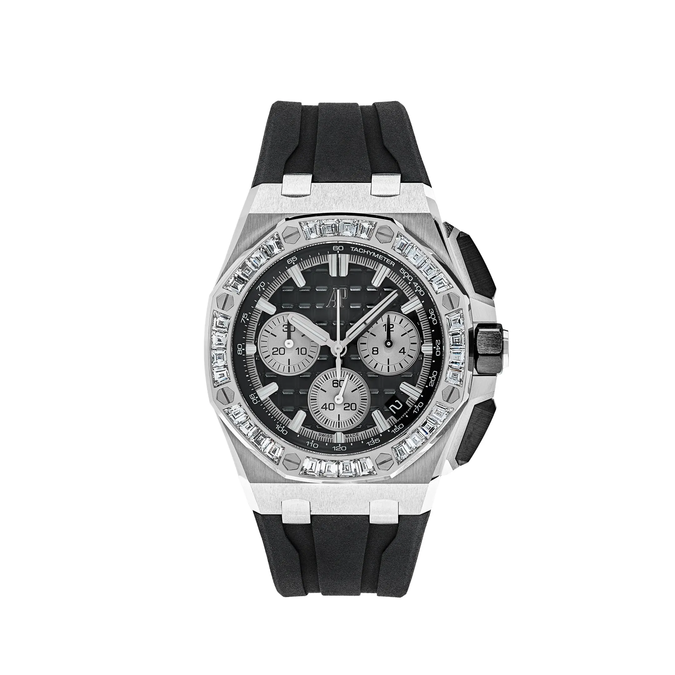 Audemars Piguet Royal Oak Offshore 26424BC.ZZ.D002CA.01 Selfwinding Chronograph White Gold Diamond Bezel Black Dial