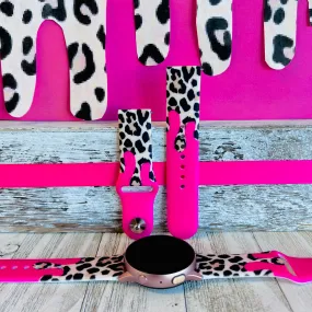 Barbie Pink Leopard Drip Print Silicone Band For Samsung Watch