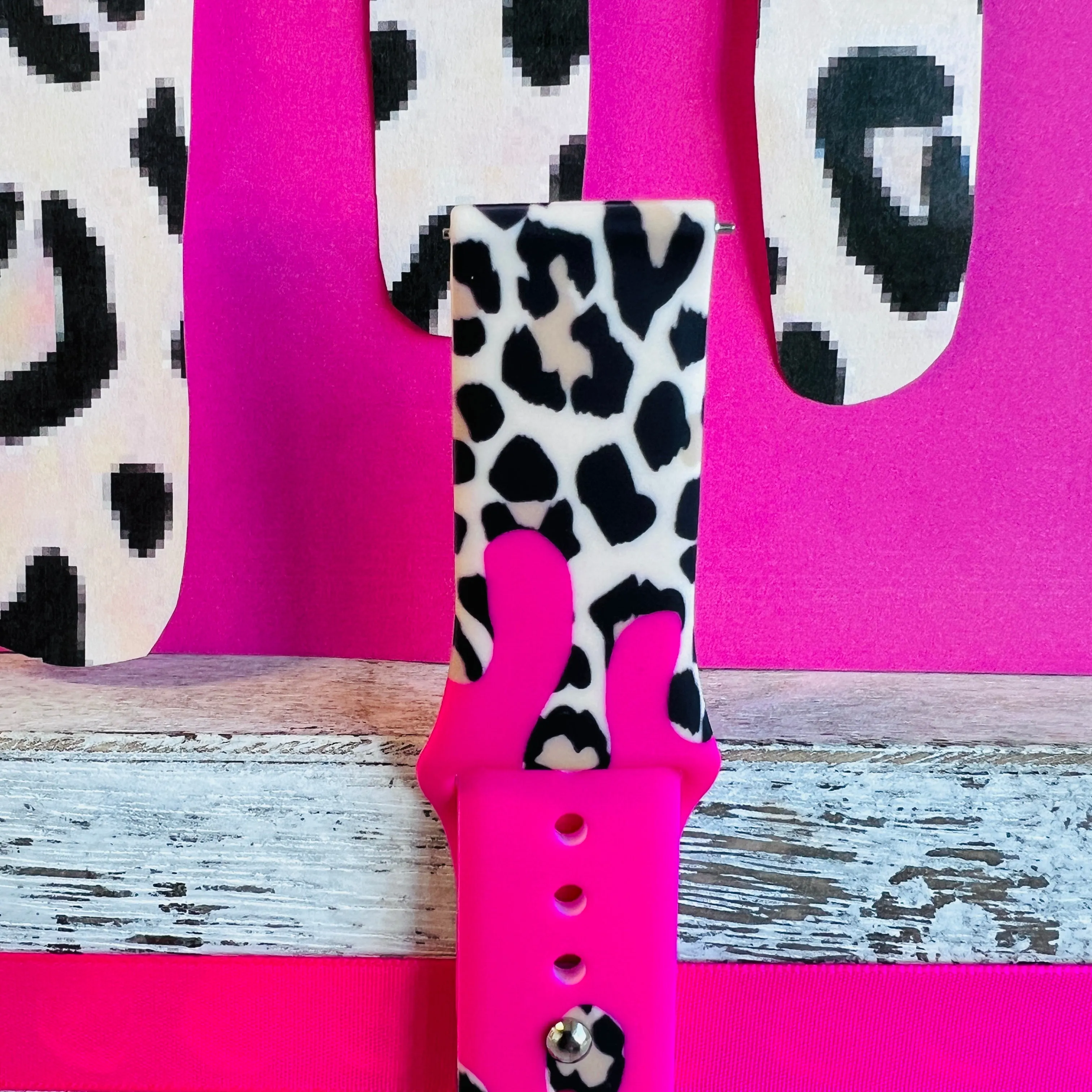 Barbie Pink Leopard Drip Print Silicone Band For Samsung Watch