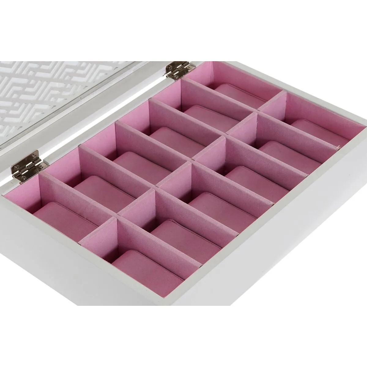 Box for watches DKD Home Decor 29 x 20 x 9 cm Crystal White Light Pink MDF Wood