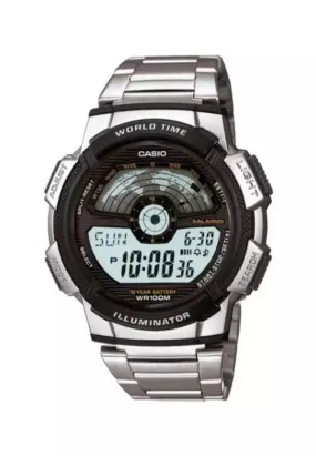 Casio AE-1100WD-1AVDF Men's Digital Silver Steel Band Sport Watch