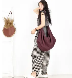 Casual Large Washed Linen Women Travel Bag Single Shoulder Bag