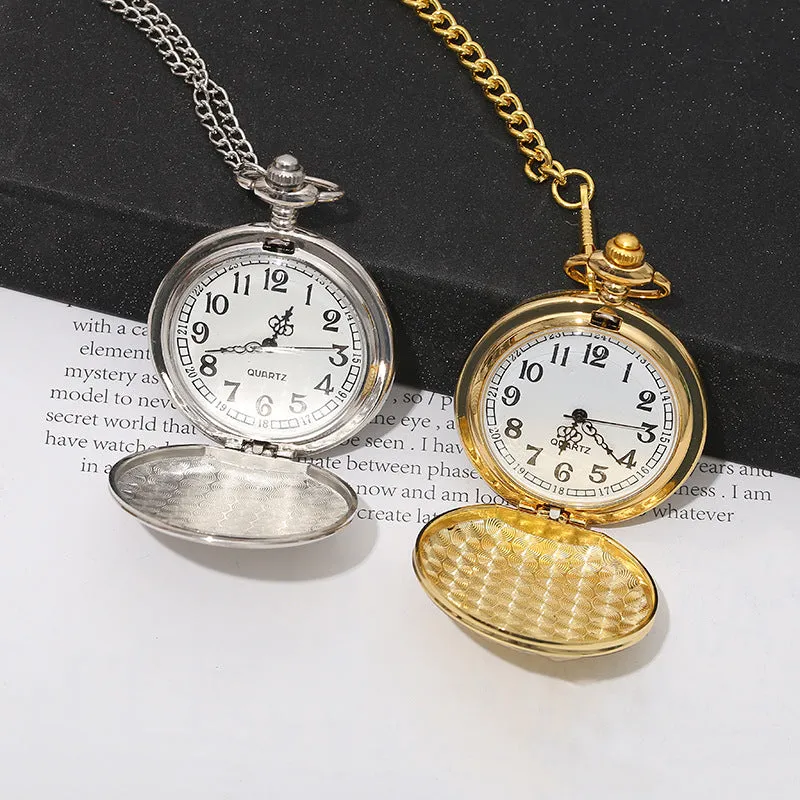 Classic Pocket Watch Laser Alloy Travel Commemorative Flip Watch Retro Denim Custom Pocket Watch