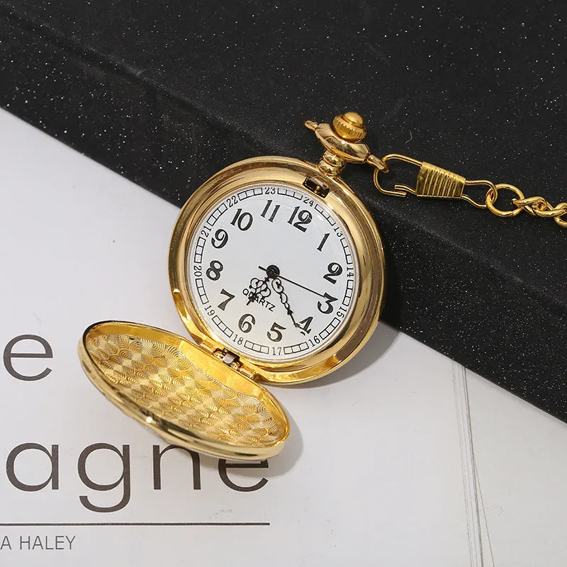 Classic Pocket Watch Laser Alloy Travel Commemorative Flip Watch Retro Denim Custom Pocket Watch