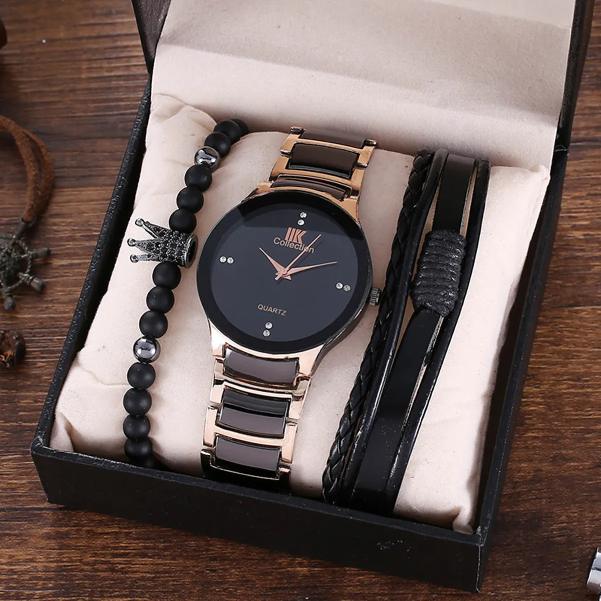 Fashion Fashion Business Elegant British Style Steel Belt Quartz Watch and Bracelet Set