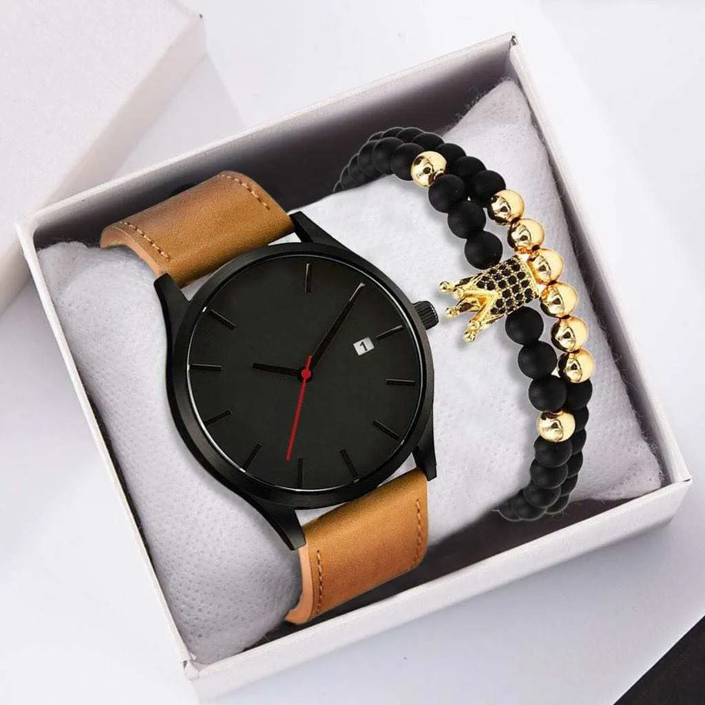 Fashion Fashion Business Elegant British Style Steel Belt Quartz Watch and Bracelet Set