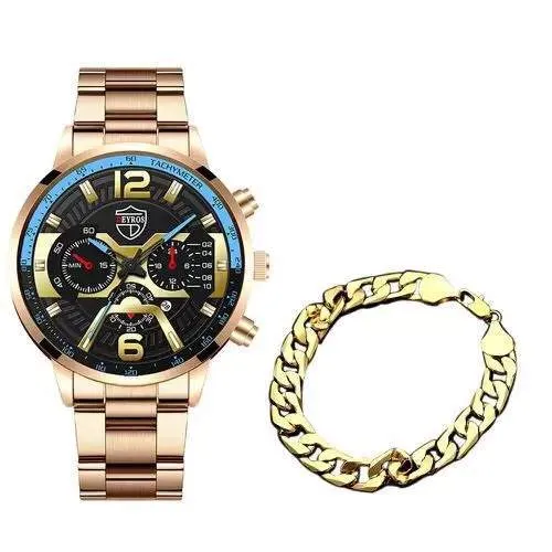 Fashion Fashion Business Elegant British Style Steel Belt Quartz Watch and Bracelet Set