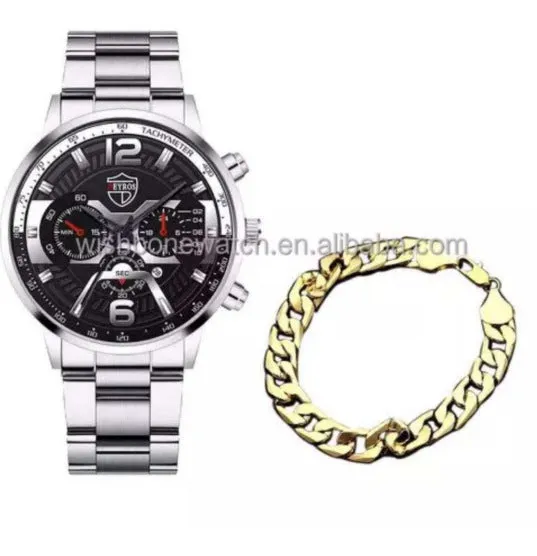 Fashion Fashion Business Elegant British Style Steel Belt Quartz Watch and Bracelet Set