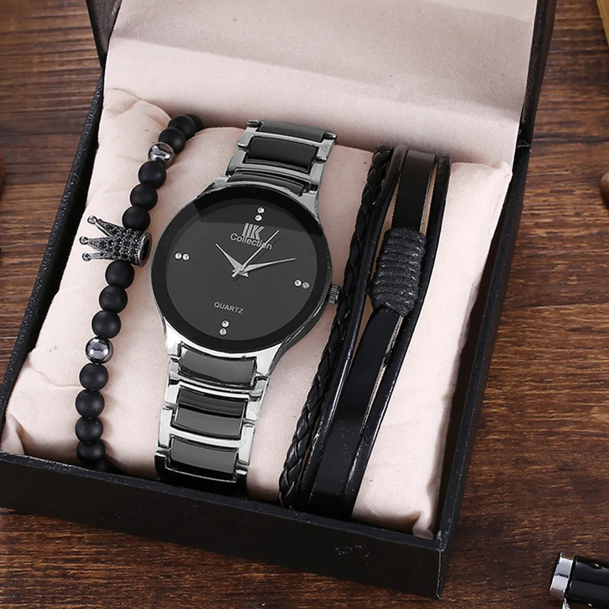 Fashion Fashion Business Elegant British Style Steel Belt Quartz Watch and Bracelet Set