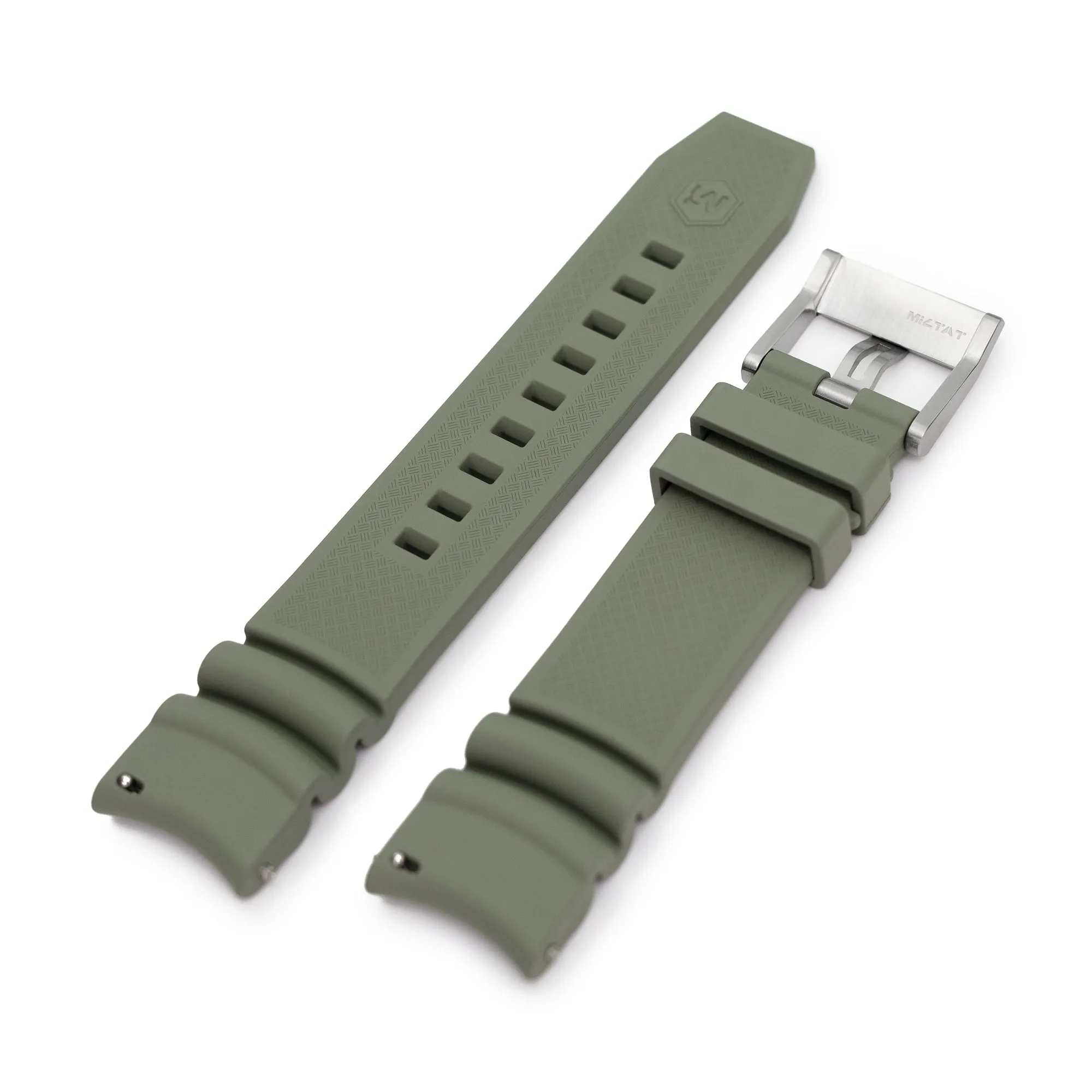 Firewave Resilient Curved End FKM rubber Watch Strap, Ash Green