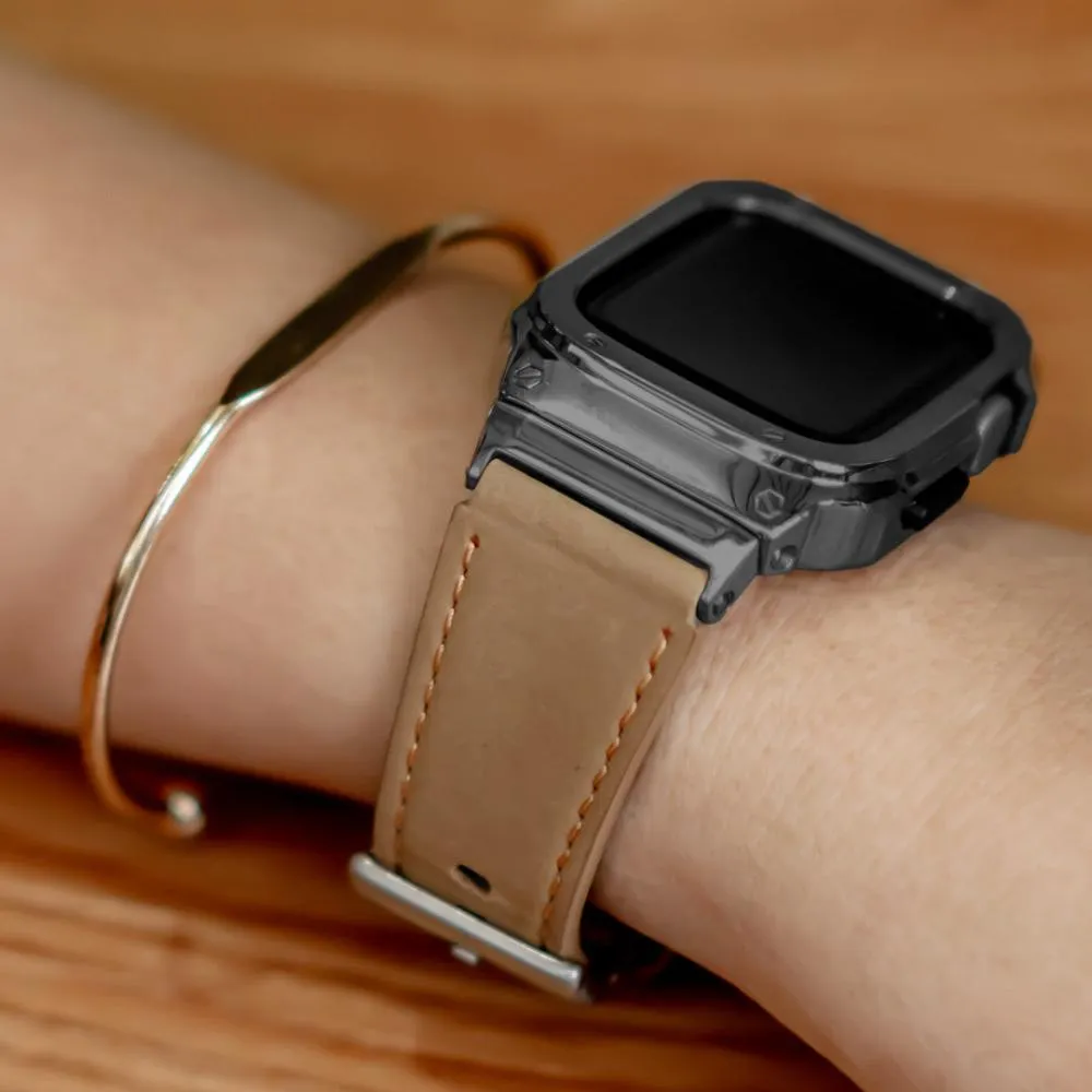 Fumi Genuine Leather Band With Metal Case