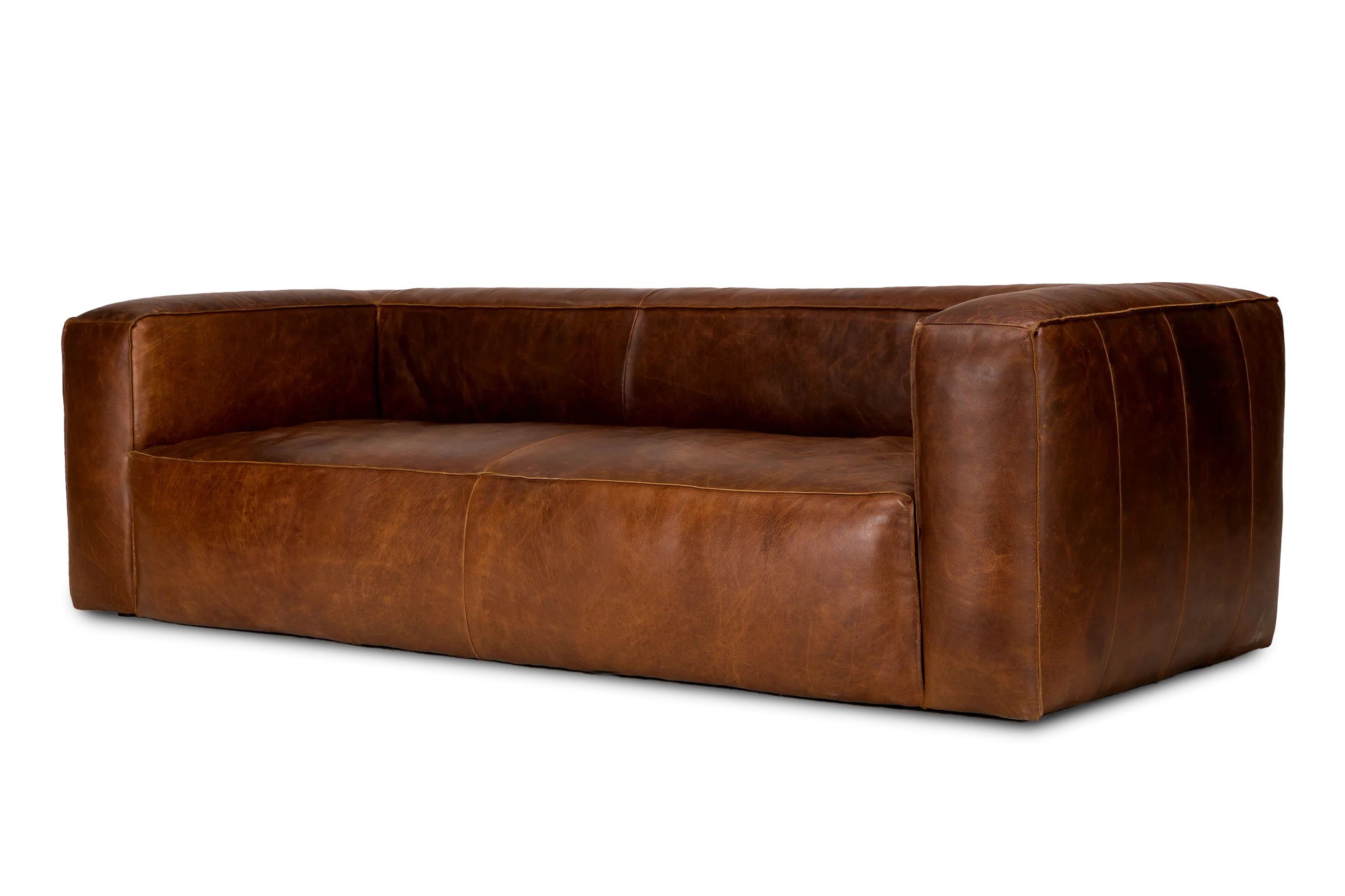 Graz Leather Grande Three Seat Sofa, Chocolate Color