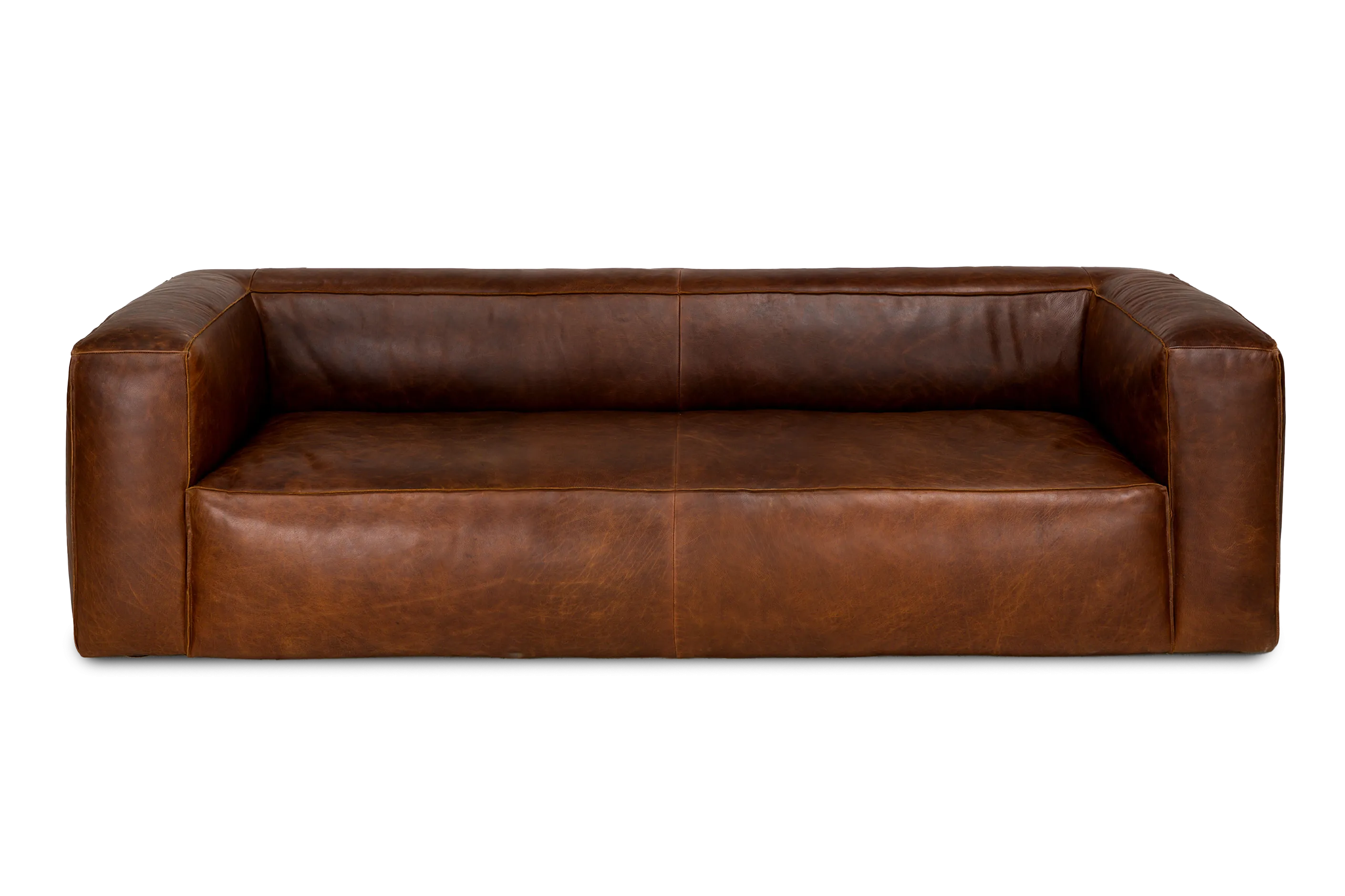 Graz Leather Grande Three Seat Sofa, Chocolate Color