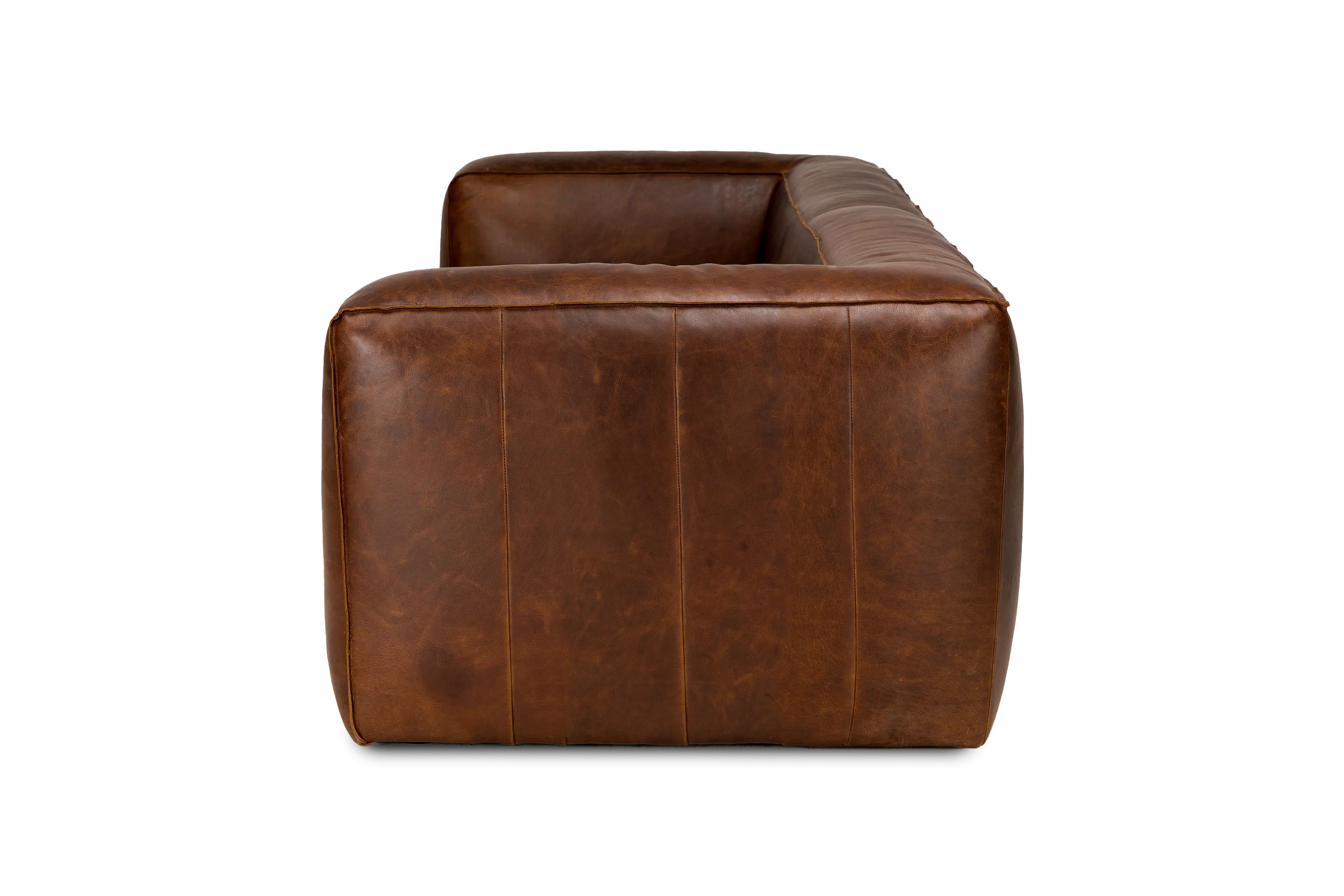 Graz Leather Grande Three Seat Sofa, Chocolate Color