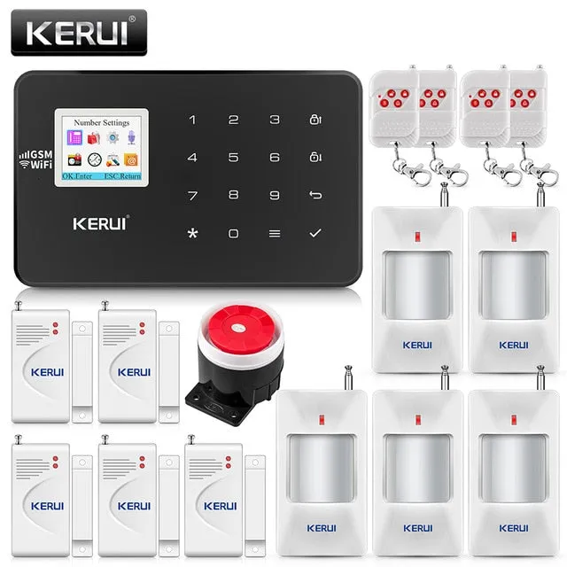 KERUI W18 1.7 Inch TFT Screen WIFI GSM Home Burglar Security Alarm System Motion Detector APP Control Fire Smoke Detector Alarm