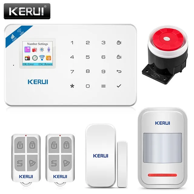 KERUI W18 1.7 Inch TFT Screen WIFI GSM Home Burglar Security Alarm System Motion Detector APP Control Fire Smoke Detector Alarm