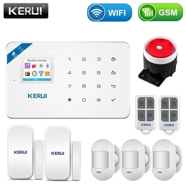 KERUI Wireless Home WIFI GSM Security Alarm System Kit APP Control With Auto Dial Motion Detector Sensor Burglar Alarm System