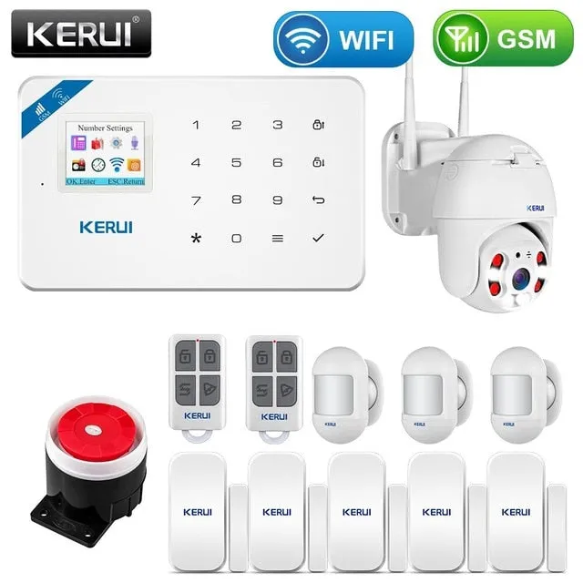 KERUI Wireless Home WIFI GSM Security Alarm System Kit APP Control With Auto Dial Motion Detector Sensor Burglar Alarm System