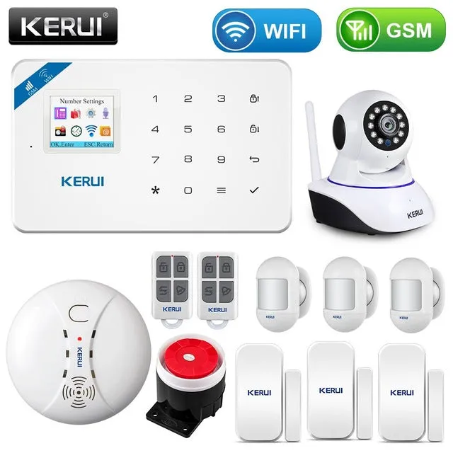 KERUI Wireless Home WIFI GSM Security Alarm System Kit APP Control With Auto Dial Motion Detector Sensor Burglar Alarm System