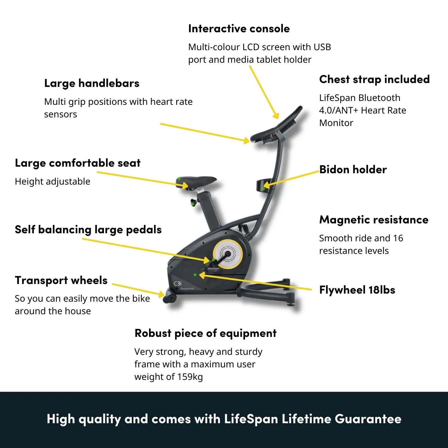 LifeSpan Fitness Hometrainer Upright Bike C3i