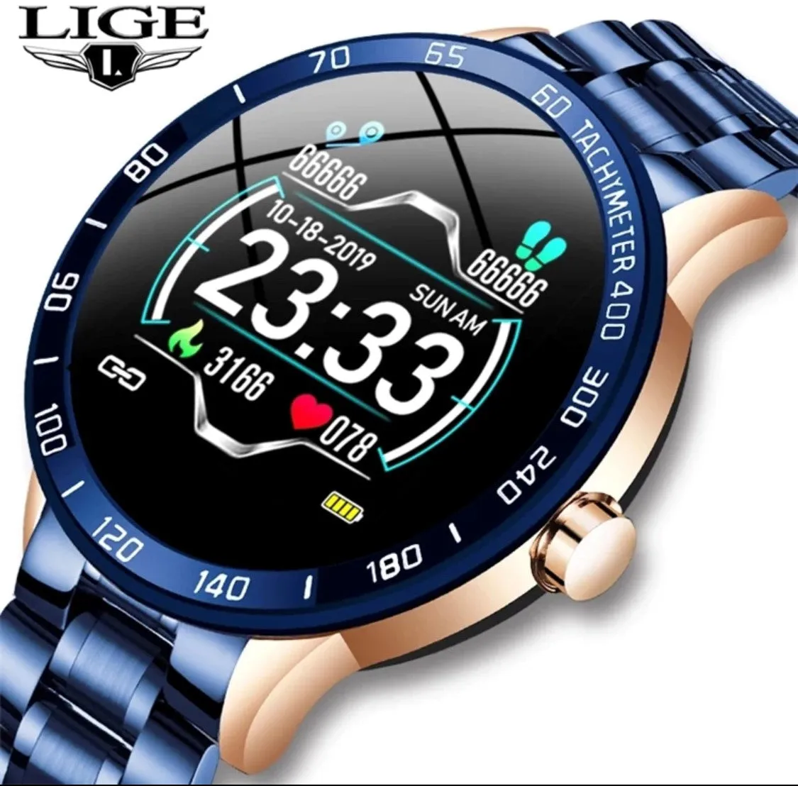 LIGE Smart Watch 122F Black and Gold