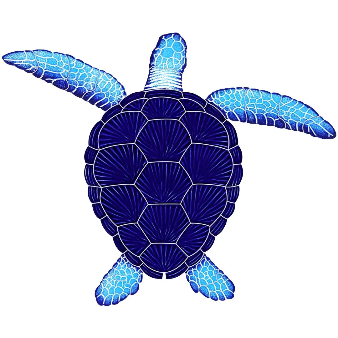 Loggerhead Turtle - Blue - Pool Mosaic