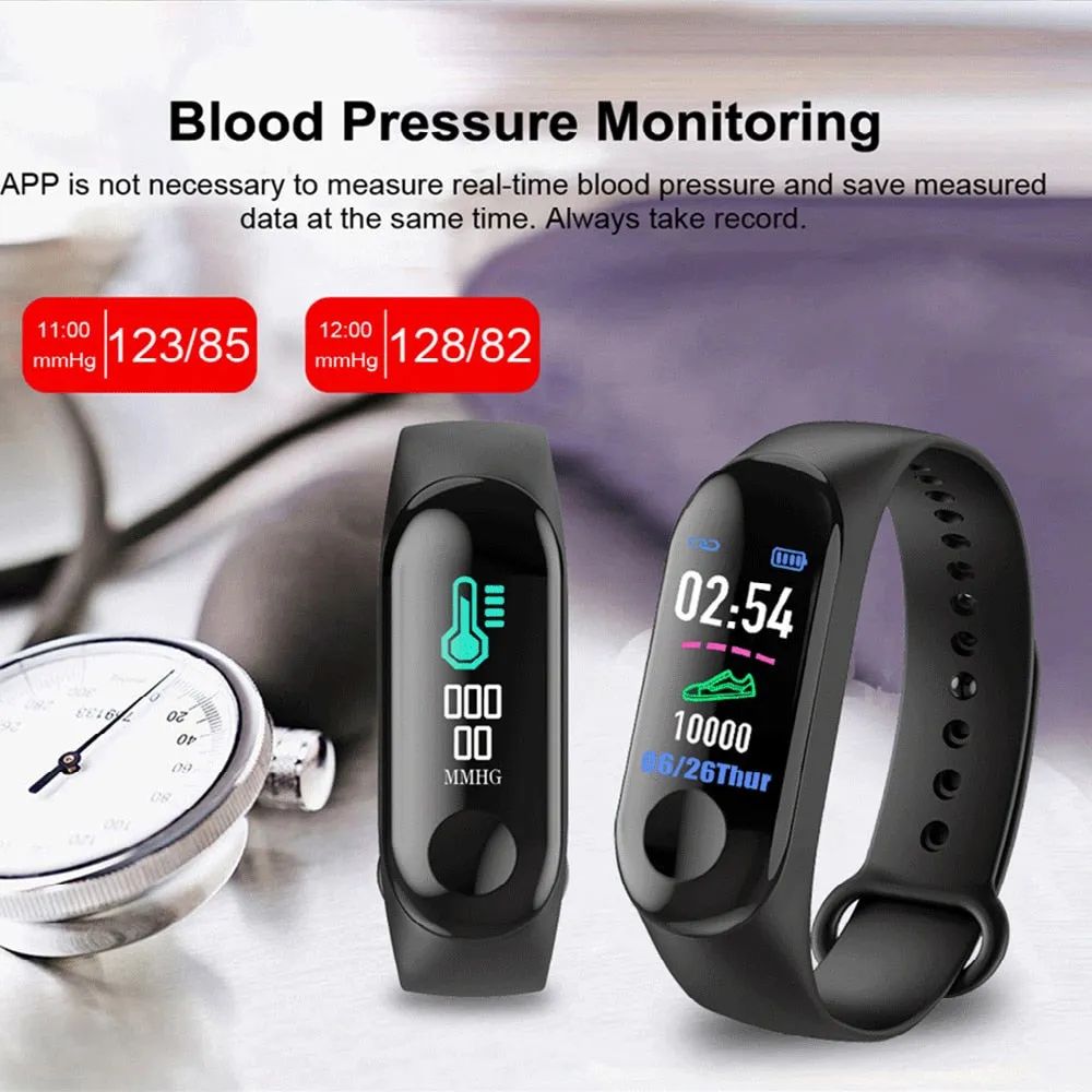 M3 Plus Men's Smart Watch Color Screen IP67 Waterproof Smart Watch Blood Pressure Heart Rate Activity Fitness Tracker Men Watch