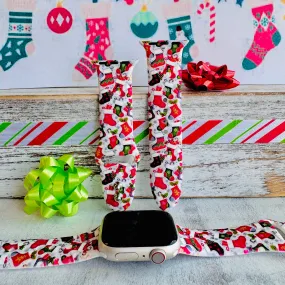 Merry Little Stockings Print Silicone Band For Apple Watch