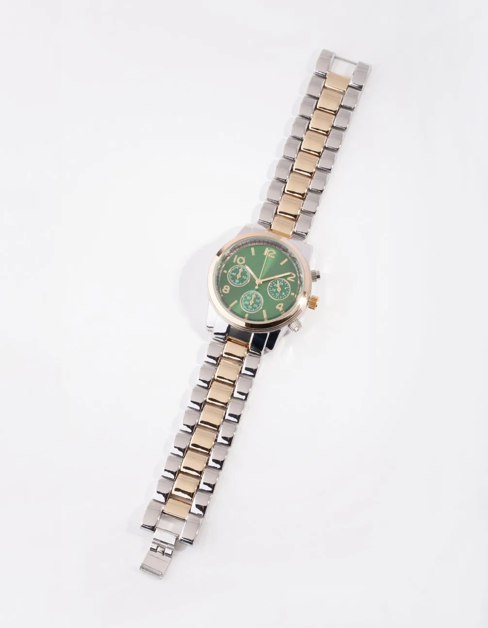 Mixed Metal Sunray Link Watch