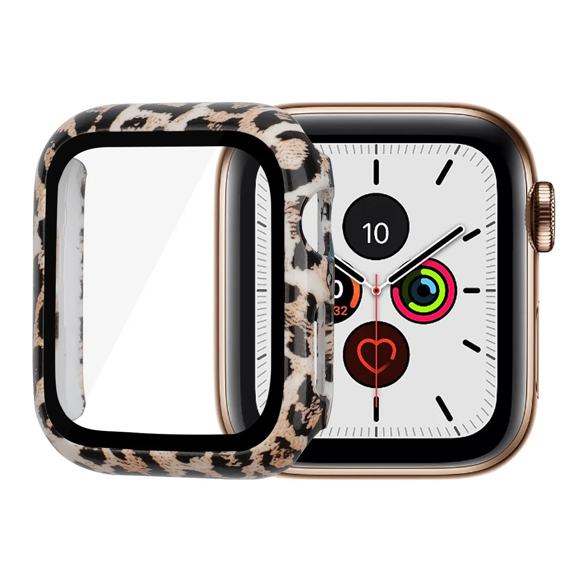 Protective Bumper Case with Screen Protector for Apple Watch 45mm-Leopard Print