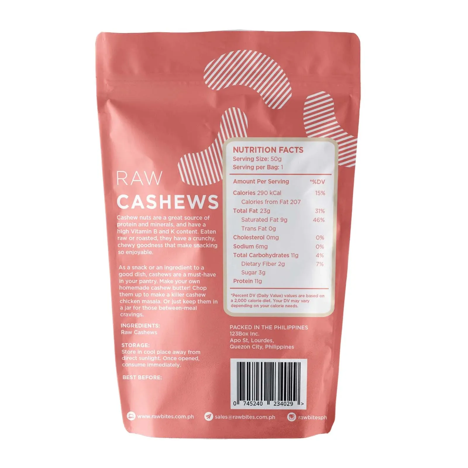 Raw Bites Raw Cashews 50g