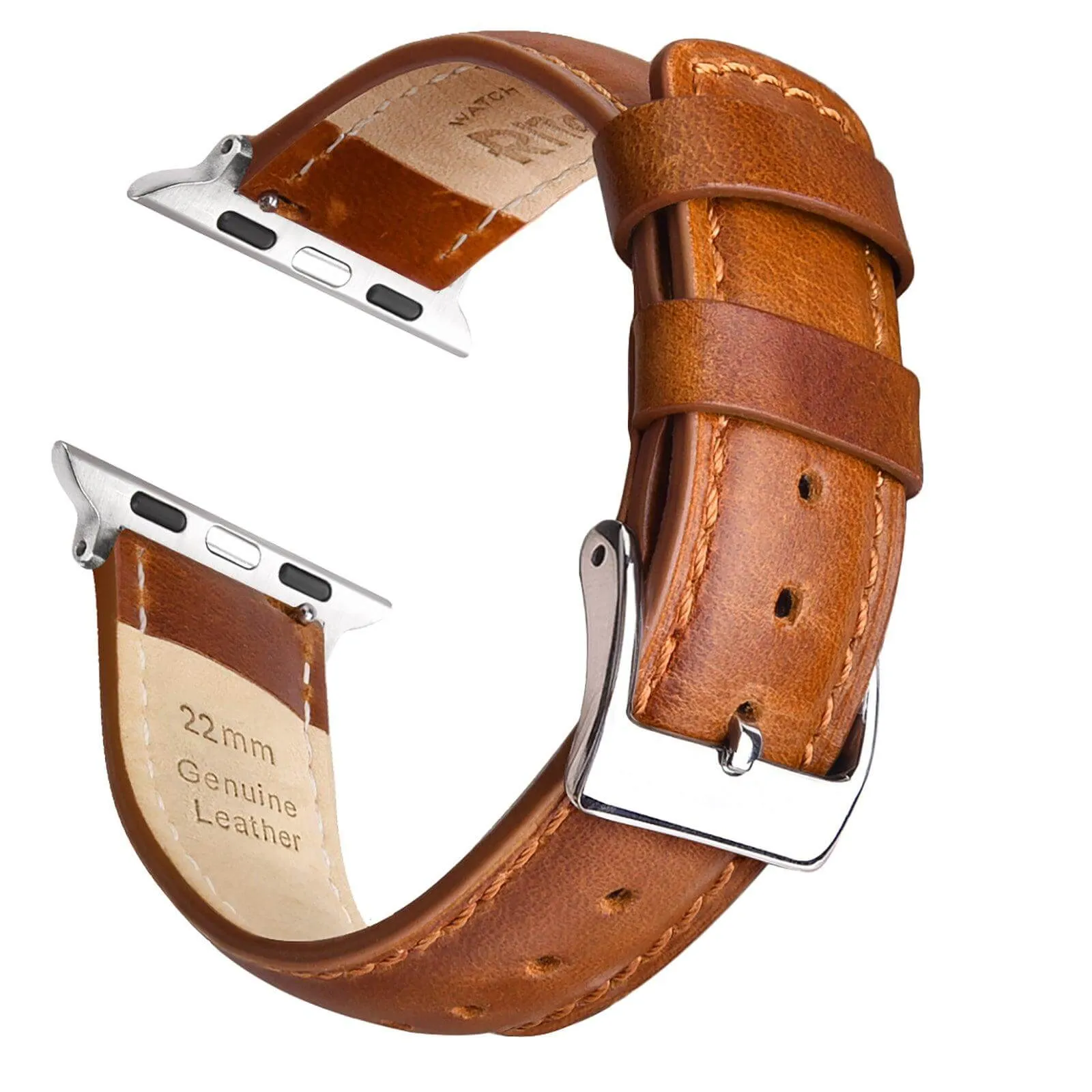 Ritche Toffee Brown Leather Watch Bands for Apple watch Series 1/2/3/4/5/6/7/SE