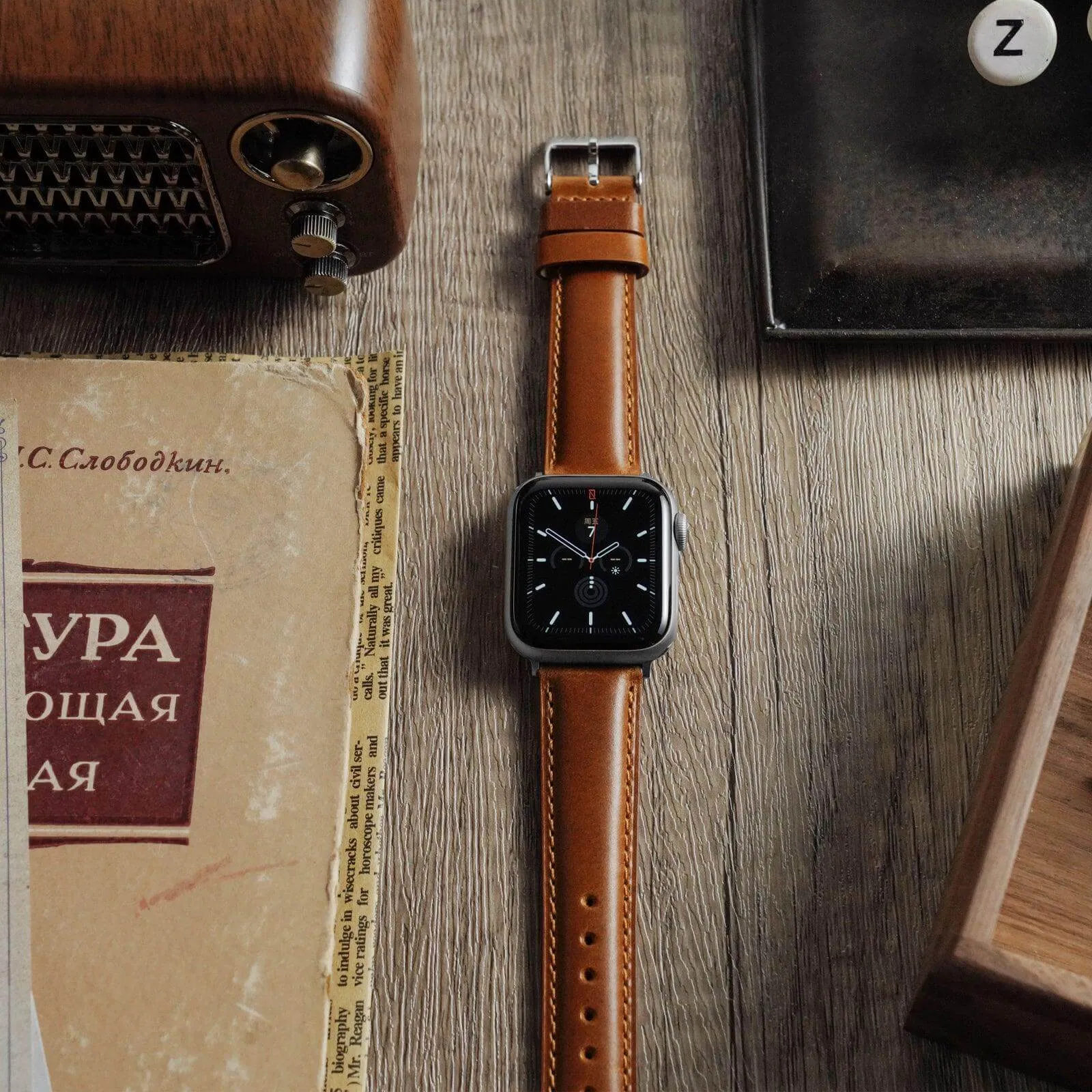 Ritche Toffee Brown Leather Watch Bands for Apple watch Series 1/2/3/4/5/6/7/SE