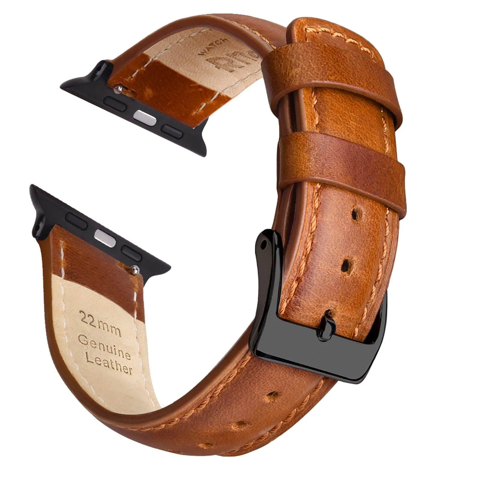 Ritche Toffee Brown Leather Watch Bands for Apple watch Series 1/2/3/4/5/6/7/SE